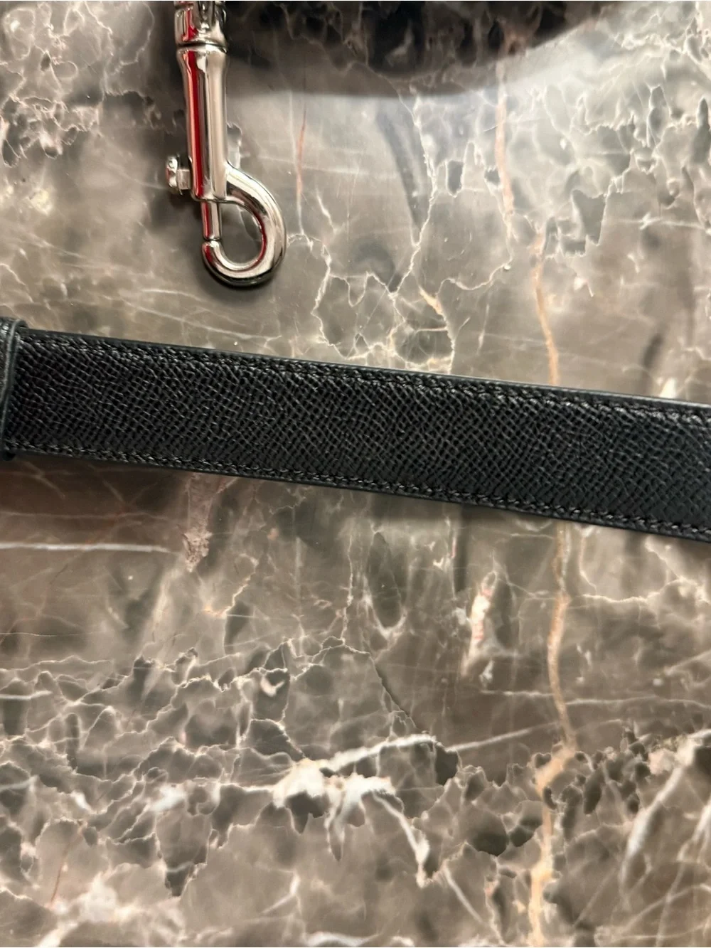 Coach Black Leather Dog Leash with Silver Hardware
